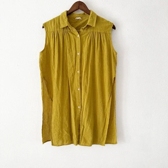 Anthropologie Checkered Tunic Hem Thread Medium Cottagecore Coastal Cowgirl Boho - Picture 2 of 14